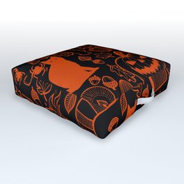 October Pattern- Orange & Black Outdoor Floor Cushion