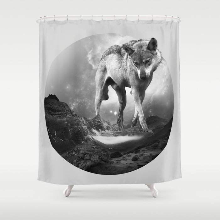 Galactic Wolf Shower Curtain