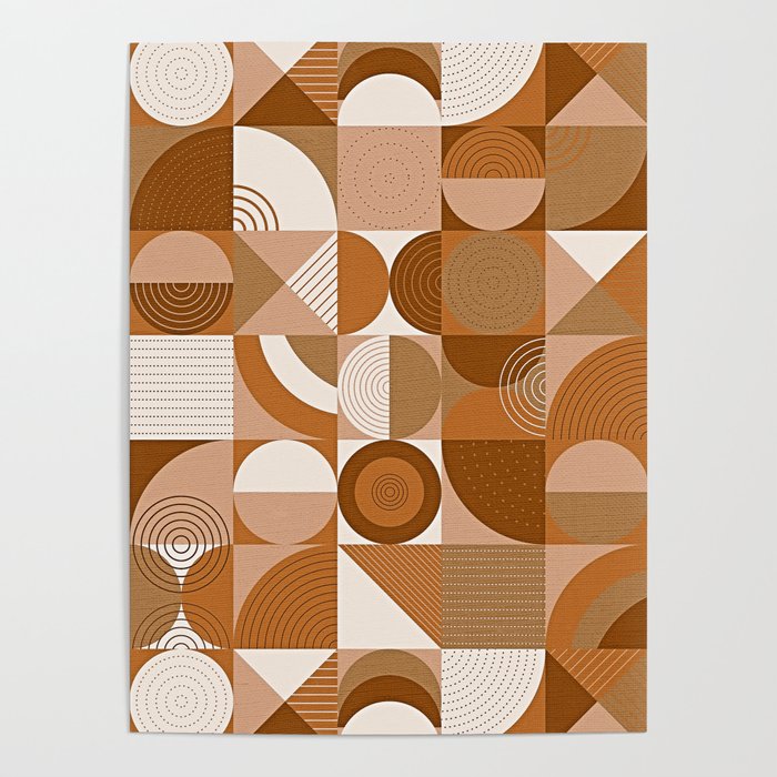 Brown Cream 70s Shapes Poster