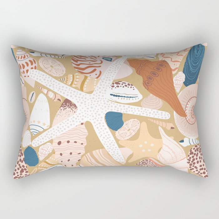 Vintage tropical beach sea shell closeup pattern Rectangular Pillow