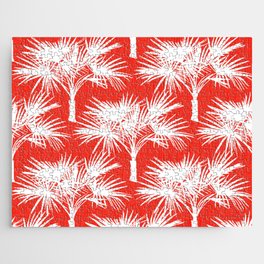 70’s Palm Springs Trees White on Red Jigsaw Puzzle