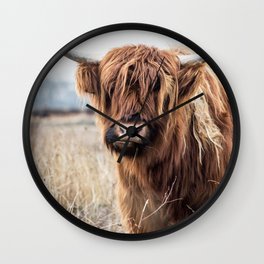 Highland Cow Landscape Wall Clock