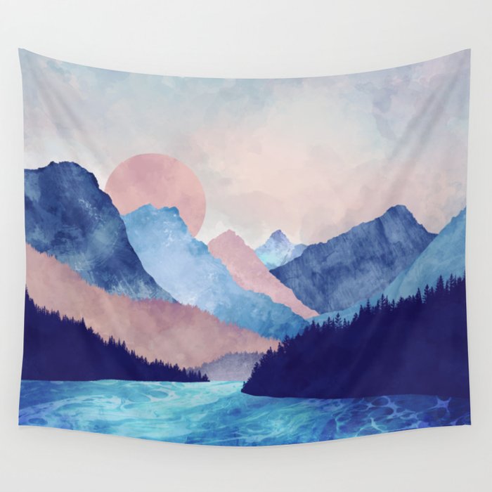 Light Blue Mountains Wall Tapestry