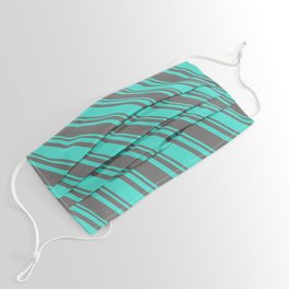 [ Thumbnail: Dim Gray and Turquoise Colored Stripes Pattern Face Mask ]