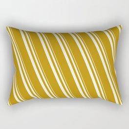 [ Thumbnail: Beige and Dark Goldenrod Colored Stripes Pattern Rectangular Pillow ]