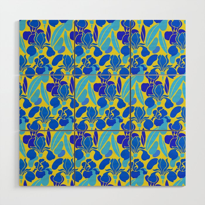 Pattern blue and yellow Wood Wall Art