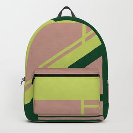 Segmented - Minimalist Geometric Abstract Backpack | Painting, Terracotta, Modernart, Geometricabstract, Hardedge, Green, Minimalist, Digital, Abstractart 