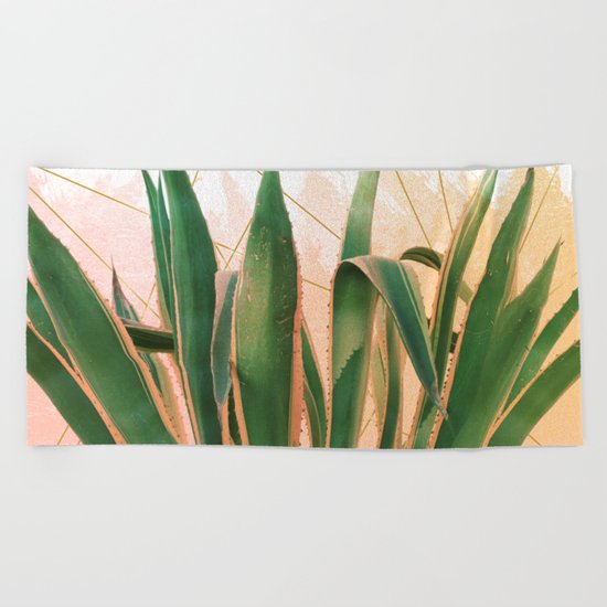 Cactus with geometric Beach Towel