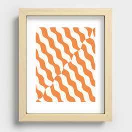 Retro Wavy Abstract Swirl Pattern in Orange Recessed Framed Print