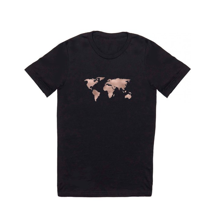 World Map Rose Gold Shimmer T Shirt