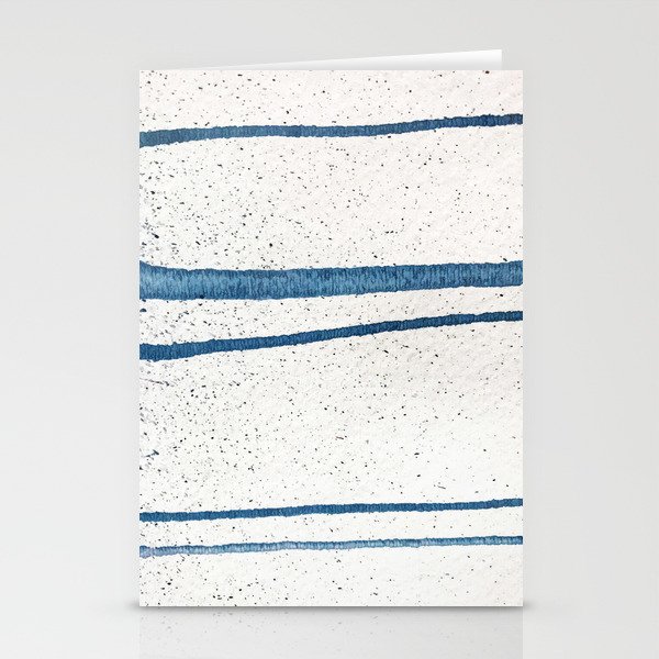 Parallel Universe [horizontal]: a pretty, minimal, abstract piece in lines of vibrant blue and white Stationery Cards