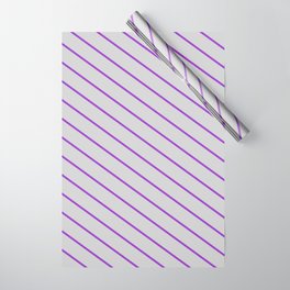 [ Thumbnail: Light Gray and Dark Orchid Colored Lined Pattern Wrapping Paper ]