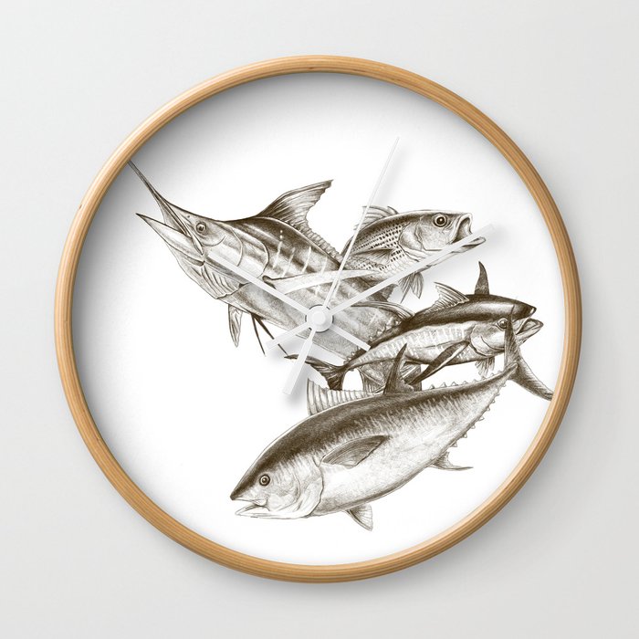 Saltwater Big Game Wall Clock By Titosr Society6