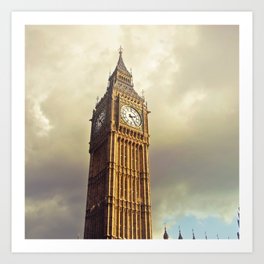 Great Britain Photography - Big Ben Under Gray Rain Clouds Art Print