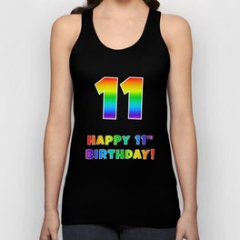[ Thumbnail: HAPPY 11TH BIRTHDAY - Multicolored Rainbow Spectrum Gradient Tank Top ]