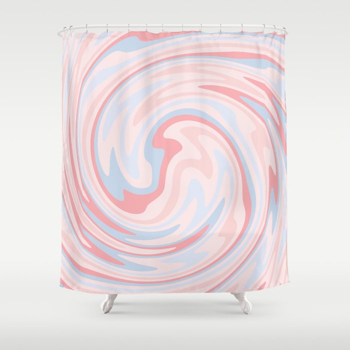 Retro Pink and Blue Marble Pattern Shower Curtain