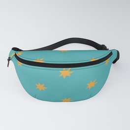 Yellow Stars on Turquoise Background Christmas Pattern Fanny Pack