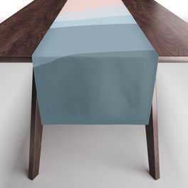 Retro style design with blue and pink waves Table Runner