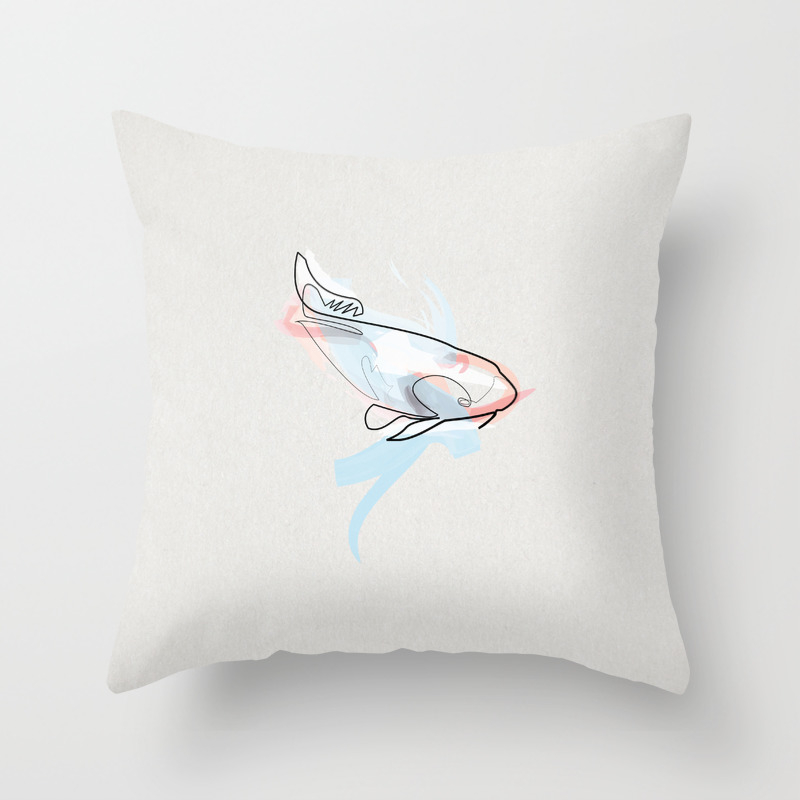 One Line Koi Fish Throw Pillow By Quibe Society6