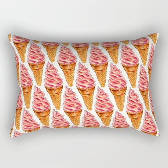 Ice Cream Pattern - Strawberry Rectangular Pillow