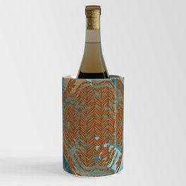 Linocut Floral Mixed Media Design Wine Chiller