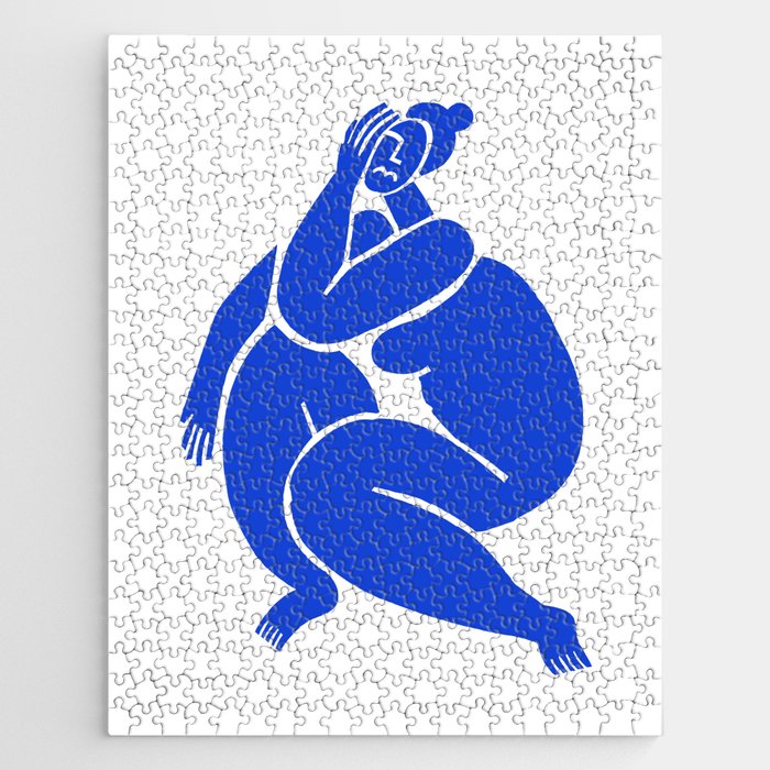 Abstract blue woman body figure fine art print Jigsaw Puzzle