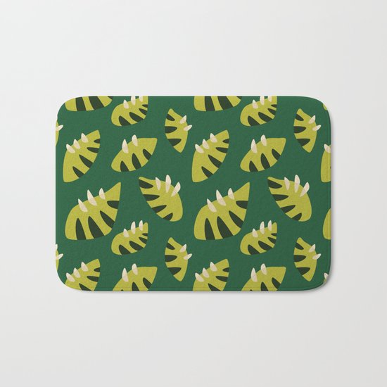 Pretty Clawed Green Leaf Pattern Bath Mat