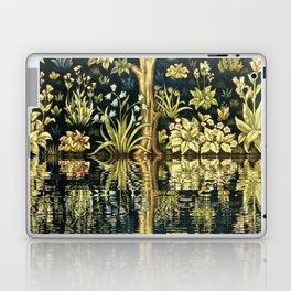 William Morris original Tree of Life reflecting pool of garden lily pond twilight black nature landscape painting wall and home decor Laptop Skin