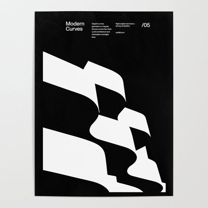 Modern Curves 05, Modern Architecture Design Poster, minimalist interior wall decor, Modern Art, Print, Typographic, Helvetica Wall Art Poster