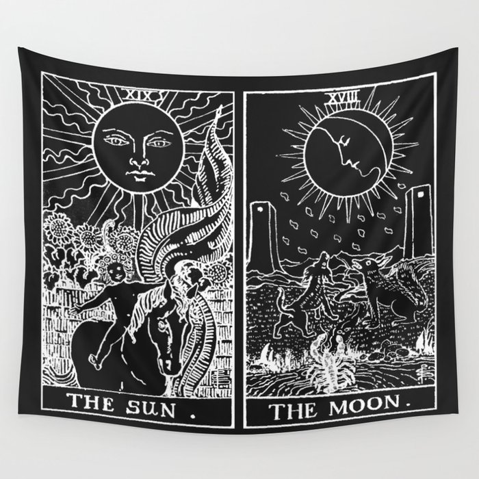 The Sun and Moon Tarot Cards | Obsidian & Pearl Wall Tapestry