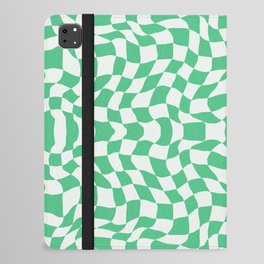 Green and white checker symmetrical pattern iPad Folio Case