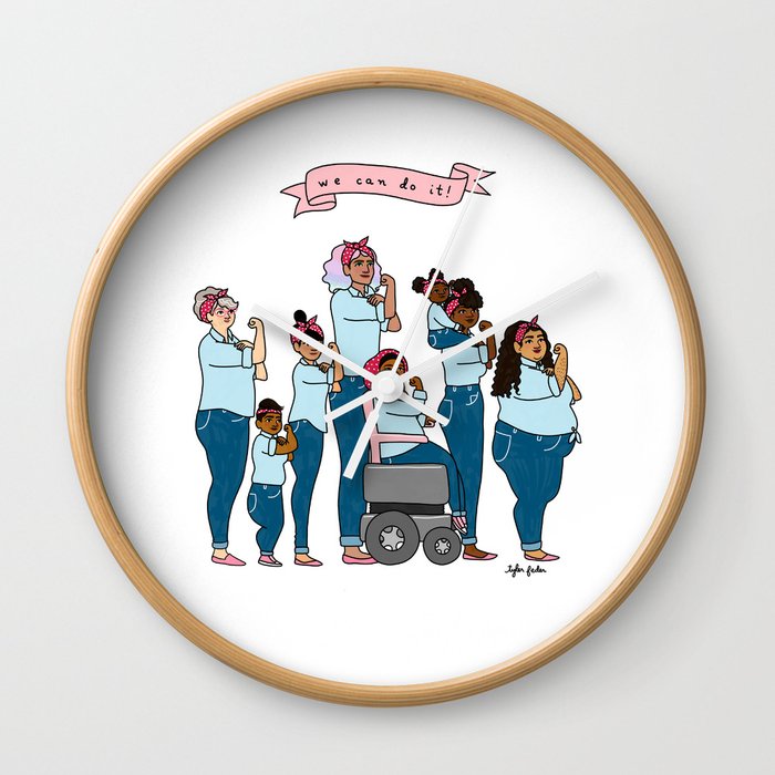 Intersectional Rosie the Riveter Wall Clock