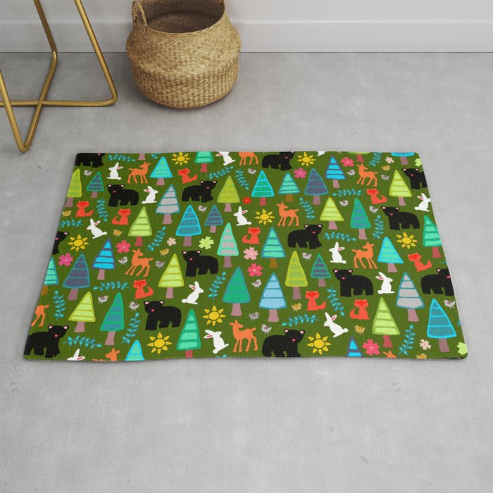 black bear woodland Rug