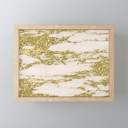 Marble - Gold Marble Glittery Light Pink and Yellow Gold Framed Mini Art Print