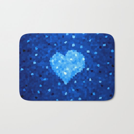 Winter Blue Crystallized Abstract Heart Bath Mat