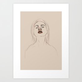 Sketch Art Print | Digital, Illustration, Lips, Drawing, Lines, Teeth, Graphicdesign, Minimalistic, Woman, Portrait 