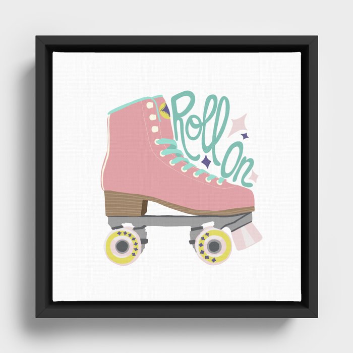 Roll On Retro Roller Skate Framed Canvas