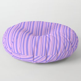 [ Thumbnail: Medium Slate Blue and Plum Colored Lined Pattern Floor Pillow ]