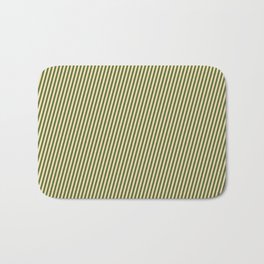 [ Thumbnail: Tan & Dark Olive Green Colored Lines/Stripes Pattern Bath Mat ]
