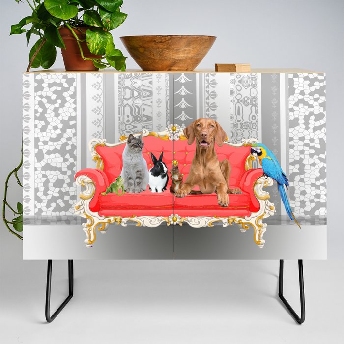 Pet Animals Baroque Couch - Dog - Cat - Bunny - Squirrl Credenza by  Move-Art | Society6