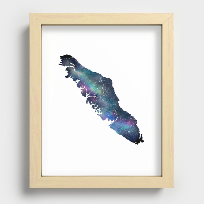 Vancouver Island - Watercolor Galaxy Recessed Framed Print