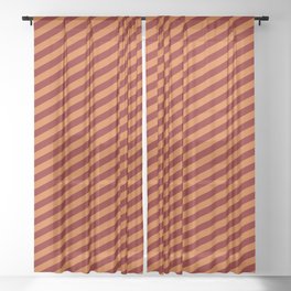 [ Thumbnail: Maroon and Chocolate Colored Stripes/Lines Pattern Sheer Curtain ]