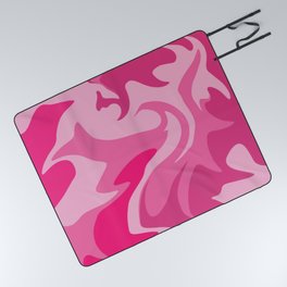 Hot Pink Liquid Swirls Picnic Blanket