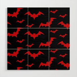 Halloween Bats Black & Red Wood Wall Art