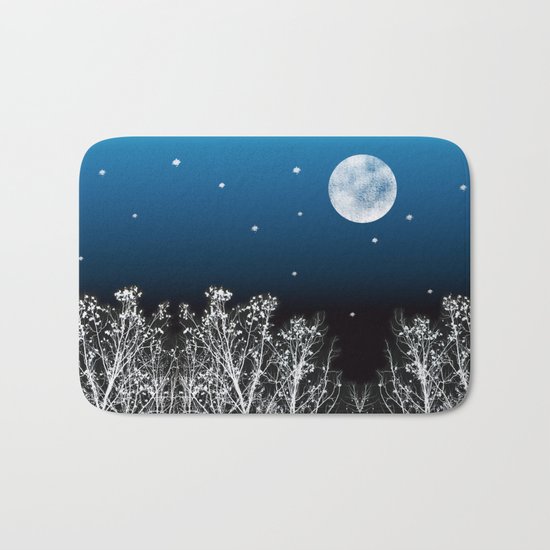 White Woods Moon Bath Mat