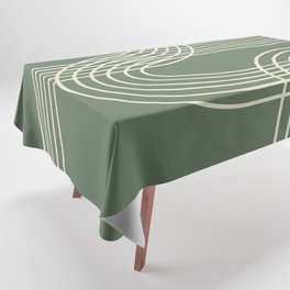 Minimalist Lines in Forest Green Tablecloth