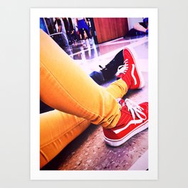 Shoes Art Print | Photo, Red, Color, Shoe, Yellow, Feet, Legs 