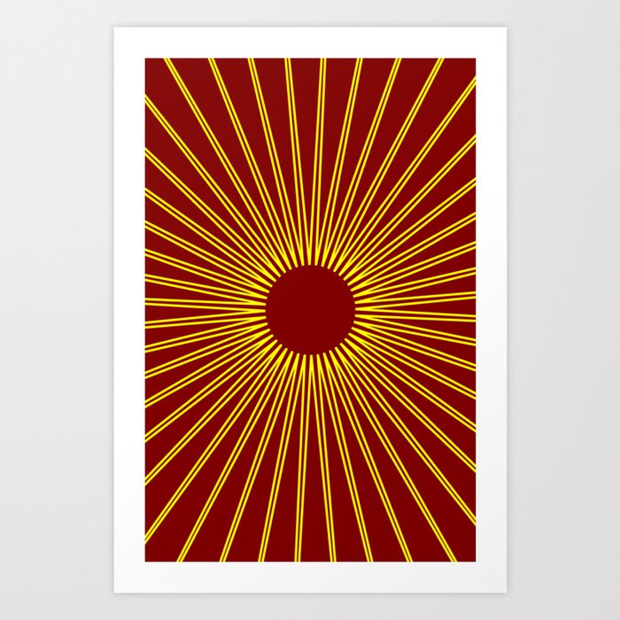 sun with maroon background Art Print
