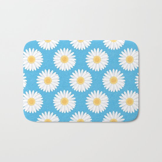 Spring Daisies_Blue Sky Bath Mat