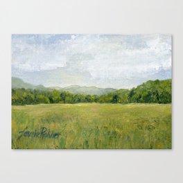 Vermont Landscape Mountain Fields Trees Pastures Oil Painting Canvas Print